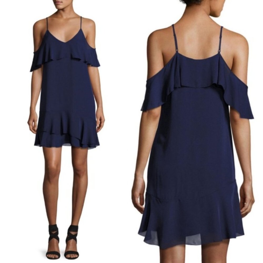 Parker Blue Silk Cold Shoulder Thatcher Dress